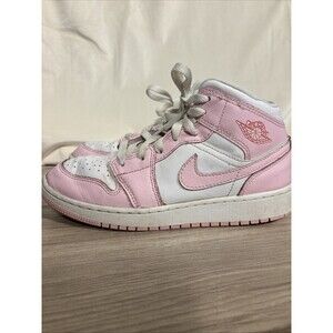 Nike Air Jordan 1 Mid GS AJ1 Pink Foam Fire Red Kids Youth Size  5.5 DQ8423-608